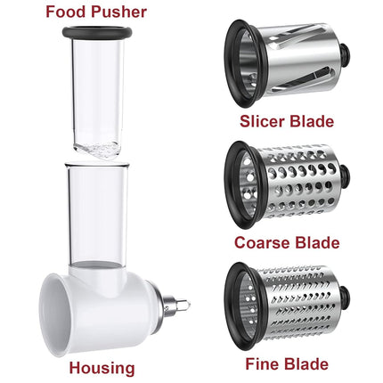 GVODE Slicer Shredder Attachment for KitchenAid Stand Mixers, Vegetable & Cheese Slicer & Grater, Stainless Steel Blade, White & Silver