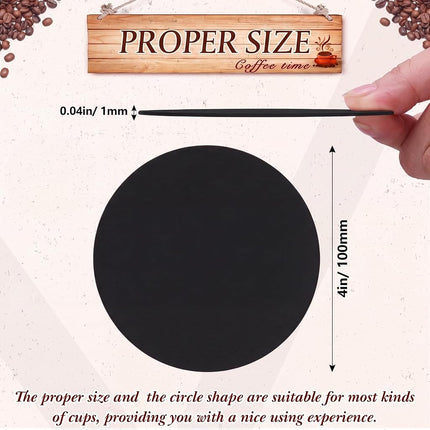 TaoBary 200 Pcs Disposable Paper Bar Coasters Bulk, 4 Inch Cardboard Coasters Blank for Drinks DIY Crafts Arts Wedding (Black)