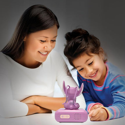 LEXIBOOK, Disney Stitch, Angel Night Light Alarm Clock, Sounds and Melodies, Backlit LCD Screen, Luminous, Snooze, Pink, RL800D1