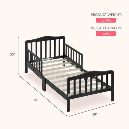 Dream On Me Classic Design Toddler Bed in Black, Greenguard Gold Certified