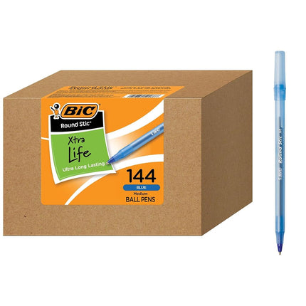 BIC Round Stic Xtra Life Ball Point Stick Pen, Med