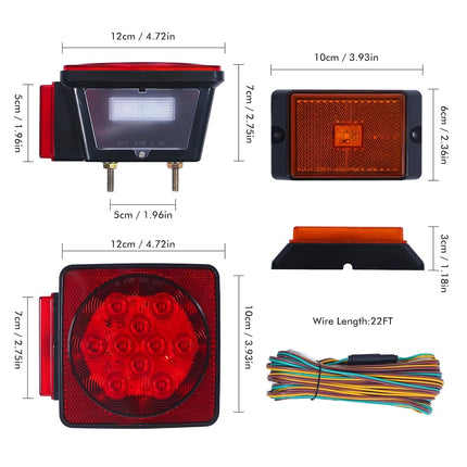 MAXXHAUL 70205 Trailer Light Kit - 12V All LED , Left and Right Waterproof Submersible for Trailers, Boat Trailer Truck Marine Camper RV Snowmobile, Red