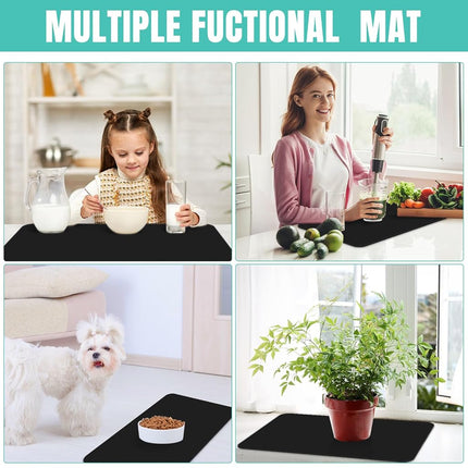 Coffee Mat Super Absorbent Dish Drying Mat Coffee Bar Mat 17"x 30", Black
