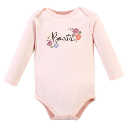 Bodies de algodón de manga larga unisex Hudson Baby para bebé, Bonita, 12-18 meses, paquete de 3 Bonita, 12-18 meses