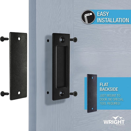 Wright Products Sliding Flush Barn Door Handle Set, Matte Black, 1 Pack - Mounting Hardware Included