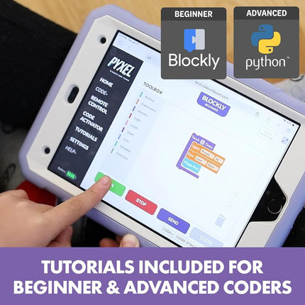 Recursos de aprendizaje PYXEL Coding Pet Lenguajes de codificación Blockly y Python Robótica STEM Robot de codificación interactivo programable para niños Regalos para niños y niñas de 8, 9, 10 años en adelante