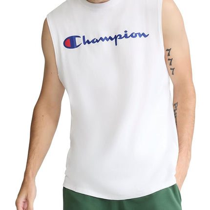 Champion Men's Graphic Jersey Muscle Shirt, White,