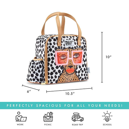 Fit & Fresh Wichita Adult Insulated Lunch Bag - Women's Lunch Box with Tumbler, Containers & Ice Pack - Tropical Glam Cat