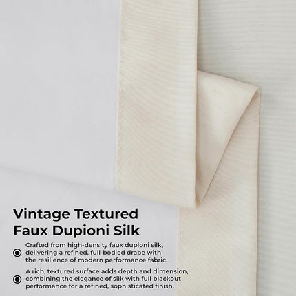 HPD Half Price Drapes Faux Silk Blackout Curtains 120 Inches Long for Bedroom & Living Room Vintage Textured Blackout Curtain (1 Panel), 50W x 120L, Off White