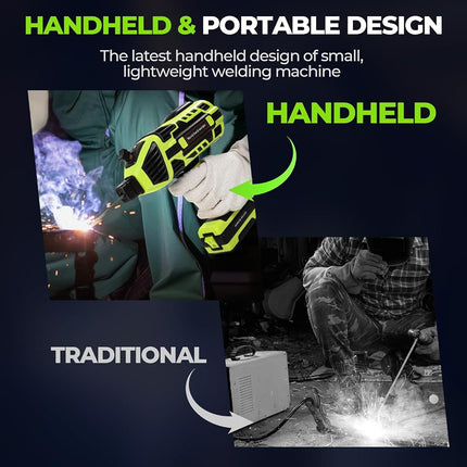 Handheld Welder Machine, 110V Portable Welding Machine with IGBT Inverter 6 Variable Current Adjustment 20-120Amp Handheld ARC Welder Gun for 1/16"-1/8" All Size Welding Rods(Green)