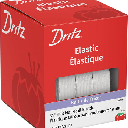 Dritz 9422W Non-Roll Knit Elastic, White, 3/4-Inch