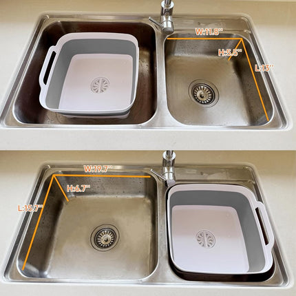 GIMWA 2.4Gal Collapsible Dish Basin with Drain Plug, Baby Bottle Wash Basin