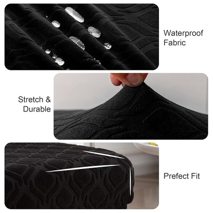 Genina 100% Waterproof Dining Chair Covers, Stretch Jacquard Chair Covers for Kitchen Parsons Chairs, Washable Chair Protectors for Dining Room Set of 6, Jacquard-Black