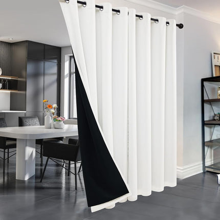 Deconovo Rideaux 100% Occultants avec Doublure Noire, Rideaux Isolants Thermiques Anti-Bruit à Oeillets, Double Couche Assombrissant la Pièce pour Chambre à Coucher, Crèche, Bureau à Domicile, 1 Panneau, Blanc Pur, 100W x 84L