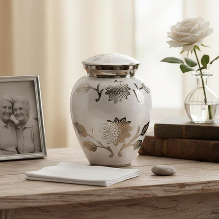 eSplanade Metal Cremation Urn Memorial Jar Pot Con