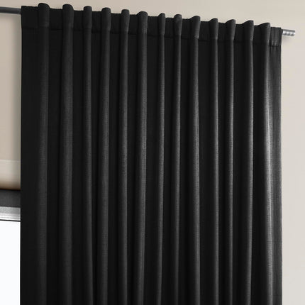 HPD Half Price Drapes Extra Wide Linen Room Darkening Curtain (1 Panel) 100 X 96, BOCH-LN21333-96-DW, Essential Black