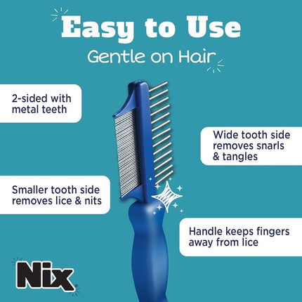 Nix Premium Metal 2-Sided Lice Removal Comb | Designed to Remove Lice and Nits