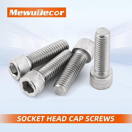 MewuDecor M6-1.0 x 50mm Socket Head Cap Screws Metric, Allen Socket Drive, Stainless Steel 18-8 (304), Full Thread, Bright Finish, Machine Thread, 10 PCS