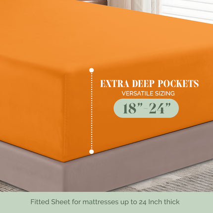 Elegant Comfort 4-Piece Bed Sheet Set - Luxury Bedding 1500 Premium Hotel Quality Microfiber, All Around Elastic 18-24 Inches Deep Fitted Sheet- Extra Deep Pocket Sheets, King, Persimmon