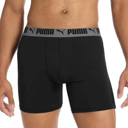 PUMA Men's 4 Pack Active Stretch Boxer Briefs, Black, S