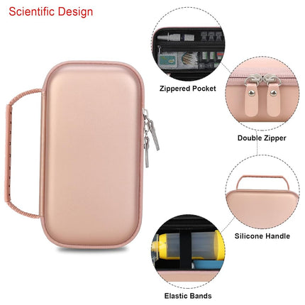Elonbo Carrying Case for Asthma Inhaler, Inhaler Spacer for Kids and Adults, Masks, Inhaler Holder Asthma Travel Organize Bag, Pocket Fits Allergy Meds, Ventolin Inhaler, Rose Gold (Case Only)