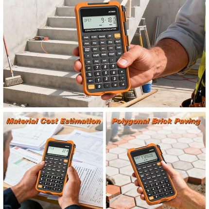 Construction Calculator, Scientific ROATEE Engineering Calculator for Contractor, Concrete Pocket Feet-inch-Fraction Calculators for Carpenter, Framer, Remodeler