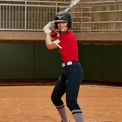 Mizuno Girls Youth Belted Low Rise Fastpitch Softball Pant, Navy, Youth X-Large