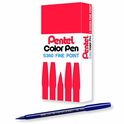 Pentel Arts Color Pen, Prussian Blue, Box of 12 (S