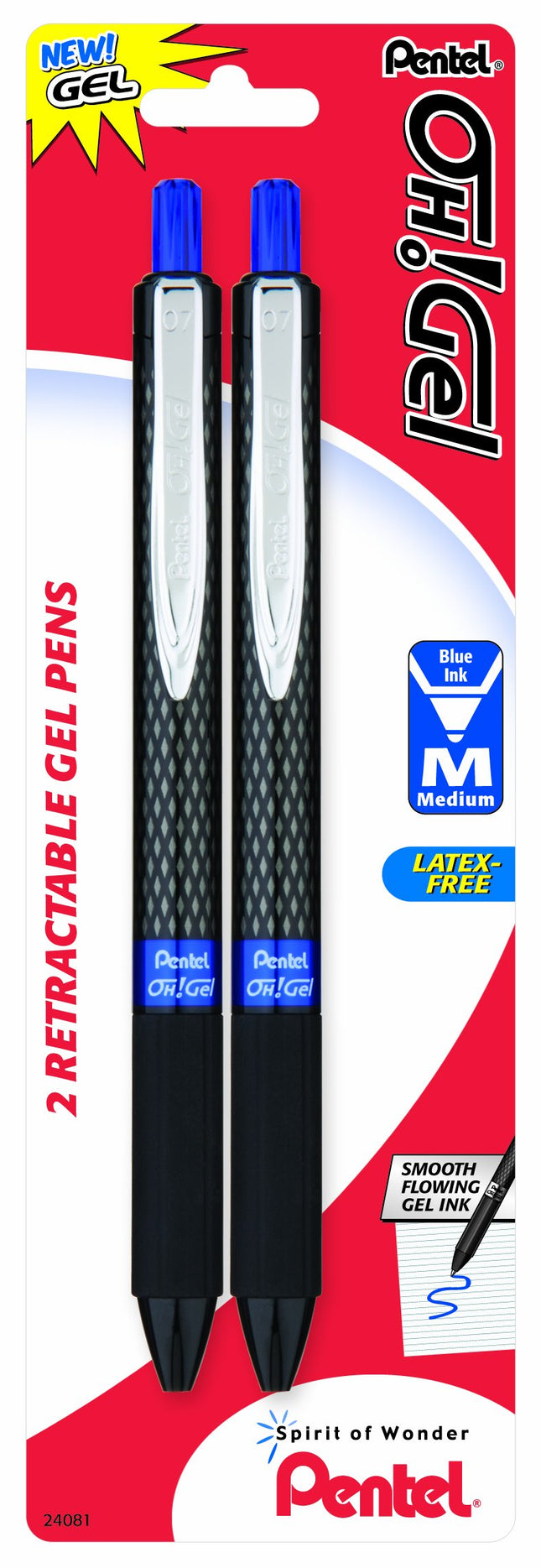Pentel Oh! Gel Retractable Gel Pen, 0.7mm, Blue In