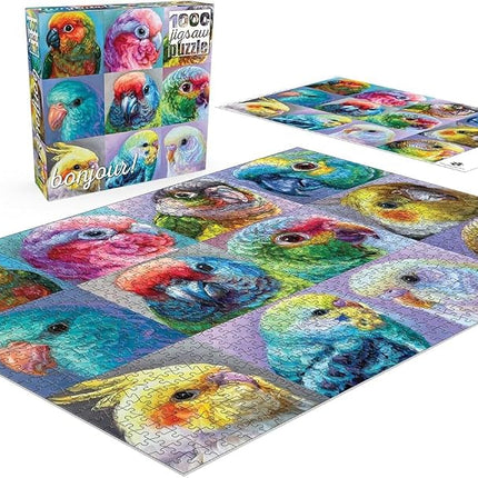Buffalo Games - Holly Storlie - Bonjour - Perfección de Loro - Rompecabezas de 1000 Piezas para Adultos, Rompecabezas Desafiante Perfecto para Noches de Juegos - El Tamaño del Rompecabezas Terminado es 26.75 x 19.75