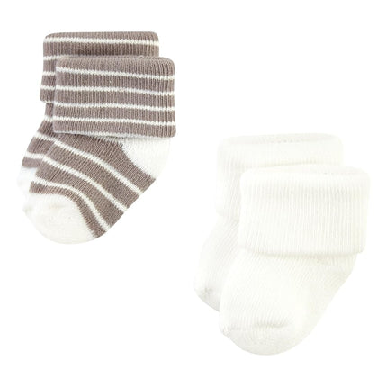 Hudson Baby Unisex Baby Cotton Rich Newborn and Terry Socks, Beige Stripe, 0-6 Months, Beige Stripe 12 Pack, 0-6 Months