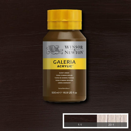 Winsor and Newton Galeria Acrylic Colour 500ml 076 Burnt Umber (Pot)