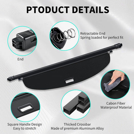 Cargo Cover for Rogue Xtrail Accessories 2024 2023 2022 2021, Anti-Peeping Retractable Car Trunk Cover Security Shade Privacy Screen with Carbon Fiber Texture for Rogue X-Trail 2021-2024