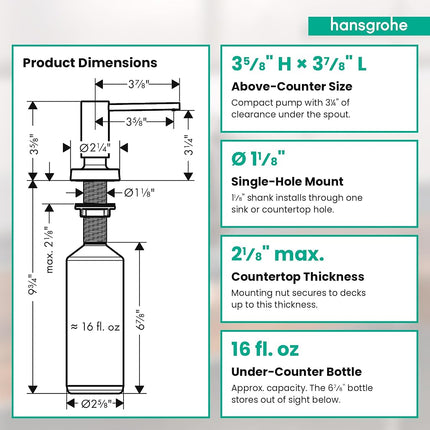 hansgrohe Bath and Kitchen Sink Soap Dispenser, Talis 4-inch, Modern Soap Dispenser in Matte Black, 40448671