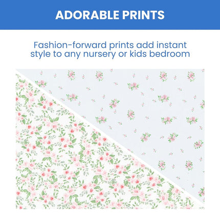 Delta Children Fitted Crib Sheets for Girls and Boys - Crib Sheet for Standard Crib and Toddler Mattresses - 28x52 Inch (Pack of 2), Pink Floral