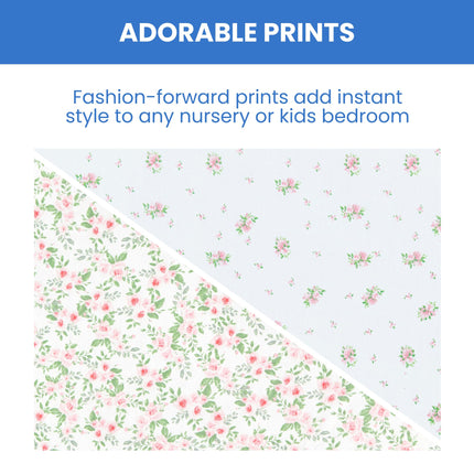 Delta Children Fitted Crib Sheets for Girls and Boys - Crib Sheet for Standard Crib and Toddler Mattresses - 28x52 Inch (Pack of 2), Pink Floral