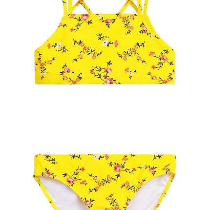 Kanu Surf Girls' Aria Beach Sport UPF 50+ Mini Tankini Two Piece Swimsuit, Rose Garden Yellow, 12