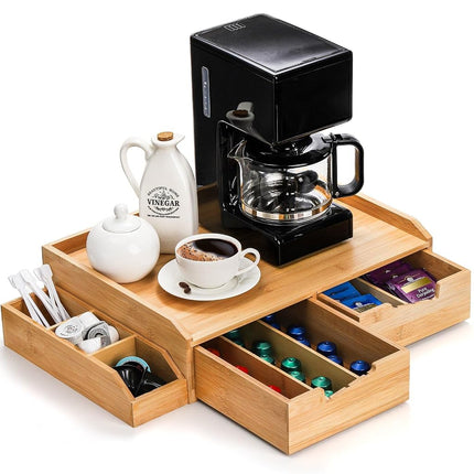 SOUJOY Bamboo Drawer Organizer for Coffee Pod, K C