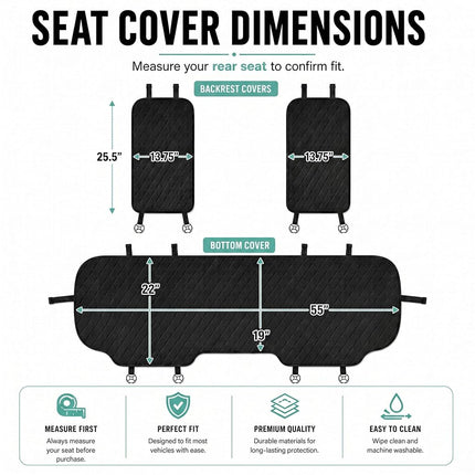 FH Group Car Seat Cushion Neosupreme Automotive Seat Cushions - Universal Fit, Rear Car Seat Cushion, Car Seat Cushions with Non-Slip Silicone Backing for SUV, Sedan, Van Rear Set Black
