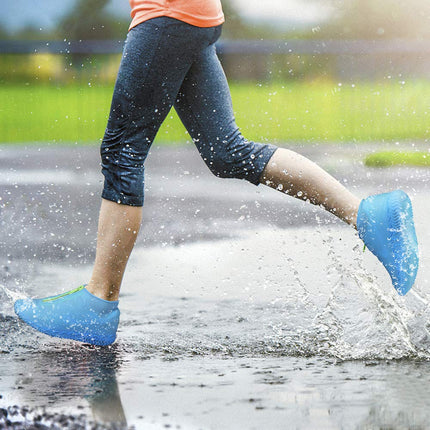 Shiwely Silicone Waterproof Shoe Covers, Upgrade Reusable Overshoes with Zipper, Resistant Rain Boots Non-Slip Washable Protection for Women, Men (XL (Women 10-13.5, Men 11.5-14), Blue)
