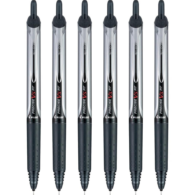 Pilot Precise V5 Retractable Premium Rolling Ball Pens, Extra Fine Point, Black, 6 Pack (13613)