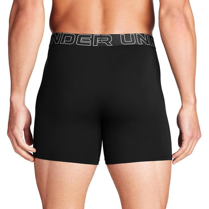 Under Armour Men's 3-Pack Performance Cotton Boxer Brief, 6" Inseam, All-Day Comfort & Ultra-Soft, Black Solid-Core, XXL (Pack of 3)