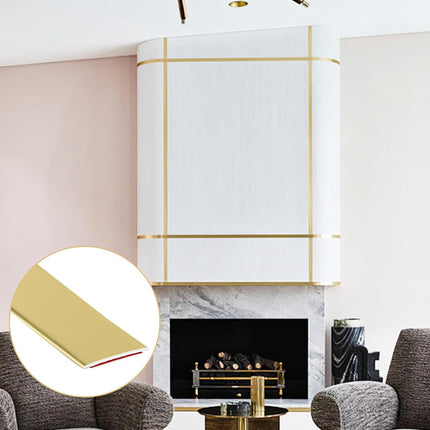 Soengsau Glossy Gold Finish Molding Trim, 393.6"L x 0.4"W Peel and Stick Decoration Strip for Ceiling, Wall, Tile Edge, Furniture Cabinet, Mirror