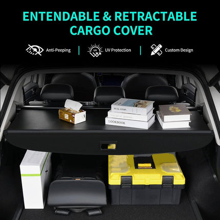 Rear Cargo Cover Compatible with Toyota 4Runner 2010-2024, Retractable Rear Trunk Cover Car Accessories for Toyota 4Runner, Anti-Peeping Luggage Privacy Security Shield Shade, Carbon Fiber Texture