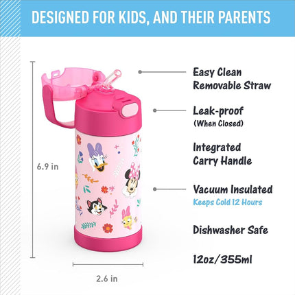 THERMOS F4101MM6 FUNTAINER 12 Ounce Insulated-Beverage-Bottles, Stainless Steel, Minnie Mouse