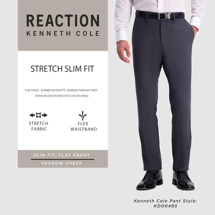 Kenneth Cole Reaction Men's Slim Fit Fashion Patterned Dress Pant, Brown, 30W x 32L