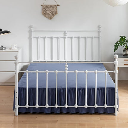 xuan dian Bed Skirt King Size Ruffled Bed Skirt with Split Corners, 18 Inch Drop Dust Ruffle Bed Skirt with Platform, Blue (King - 18" Drop)