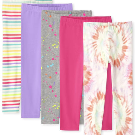 The Children's Place Girls Fashion Capri Leggings, Candy Swirls| in The Pink | Iris Pop | Lacrosse Violet Neon | Desert Flower | Multi April Stripe| Neon Berry, XX-Large