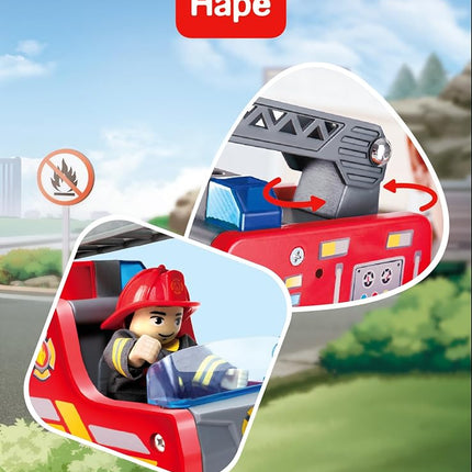 Hape E3024 Wooden Fire Truck with Firefighter and Dog Multicolour