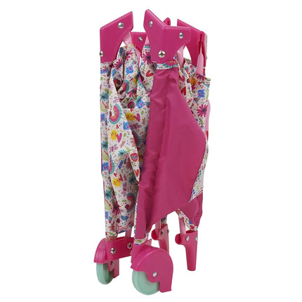 509 Crew Baby Alive: Deluxe Doll Play Yard - Pink & Rainbow - Fits Dolls Up to 18", Retractable Canopy, Easy Maneuvering, Folds for Travel & Storage, Pretend Play for Kids Ages 3+
